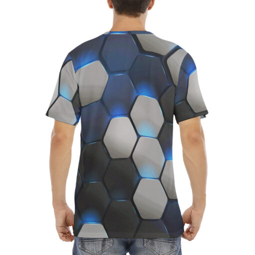 Hexagonal Modern Tech Men's T-Shirt - Image 4