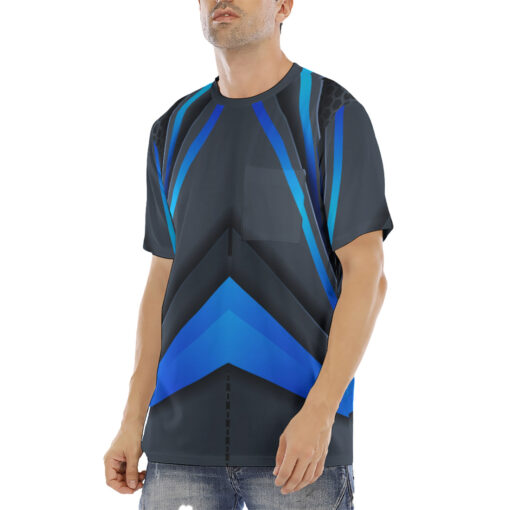 Blue Line Gradient Shapes Men's T-Shirt - Image 2