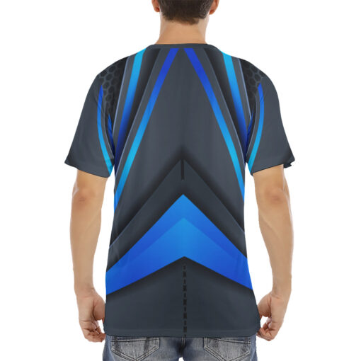 Blue Line Gradient Shapes Men's T-Shirt - Image 4