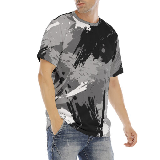 Abstract Gray Grunge Men's T-Shirt - Image 3