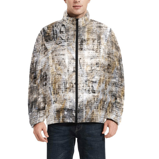 Grunge Vintage Newspaper Men's Padded Jacket - Image 3