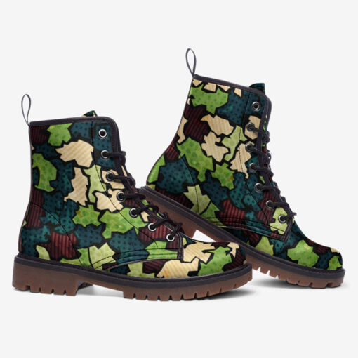 Grunge Fabric Patchwork Trendy Leather Boots