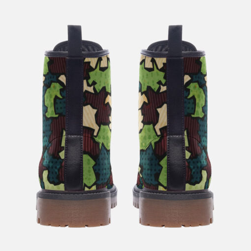 Grunge Fabric Patchwork Trendy Leather Boots - Image 4