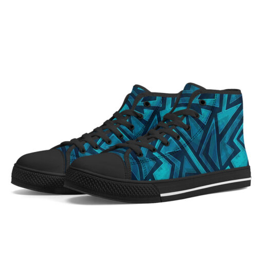 Blue Grunge Maze High-Top Shoes - Image 2