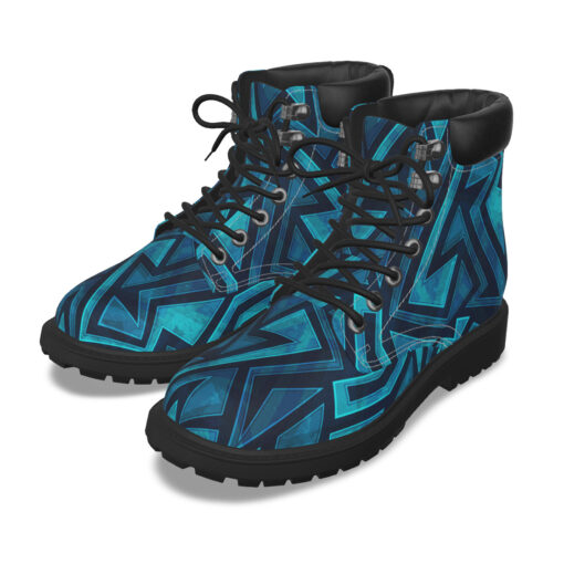 Blue Grunge Maze Classic Boots - Image 2