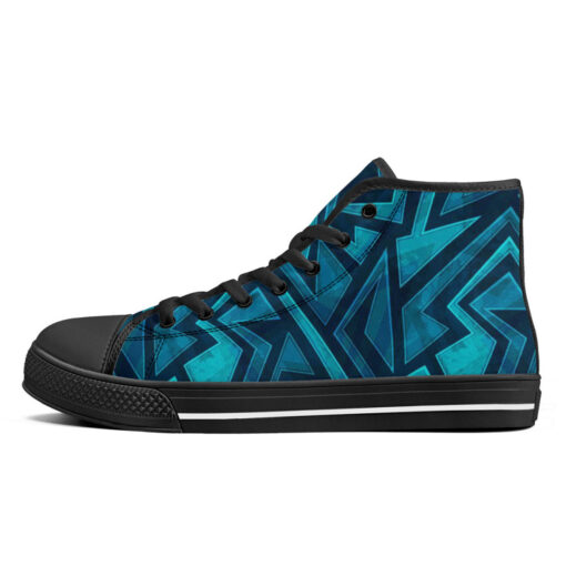 Blue Grunge Maze High-Top Shoes - Image 4