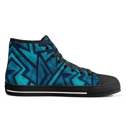 Blue Grunge Maze High-Top Shoes - Image 5