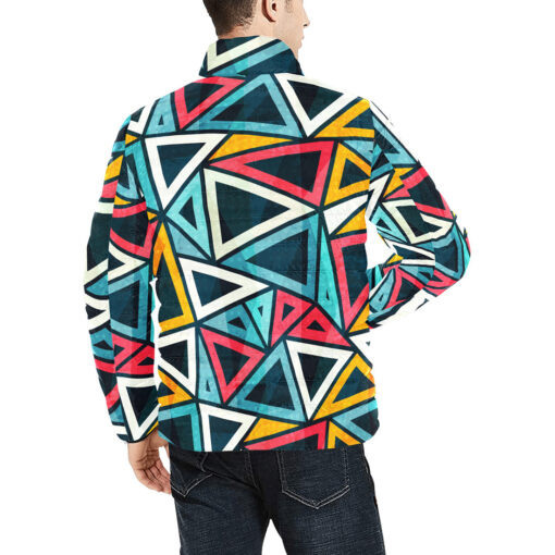 Colorful Triangles Men's Padded Jacket - Image 4