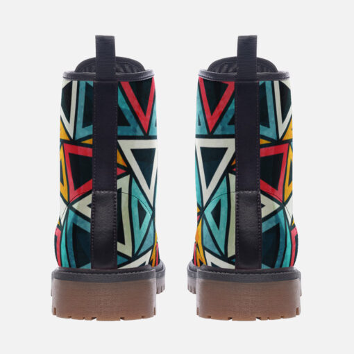 Colorful Triangles Trendy Leather Boots - Image 4