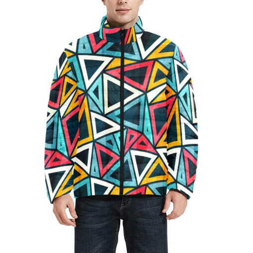 Colorful Triangles Men's Padded Jacket - Image 3