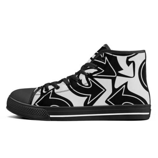 Black and White Graffiti Arrows High-Top Shoes - Image 4