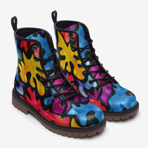 Bright Graffiti Trendy Leather Boots - Image 2