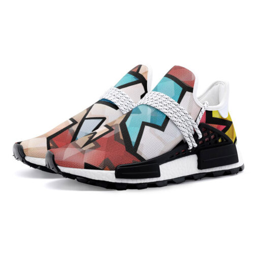 Bright Graffiti Geometric Mesh Sneakers - Image 2