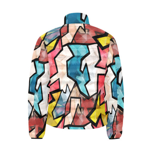 Bright Graffiti Geometric Men's Padded Jacket - Image 2