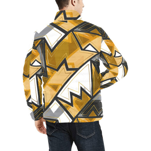 Gold Geometric Men's Padded Jacket - Image 4