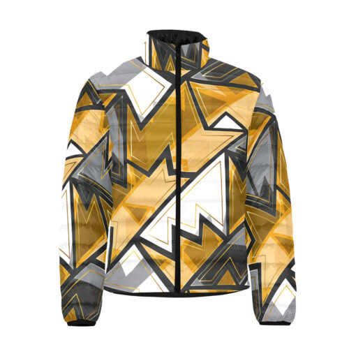 Gold Geometric Men's Padded Jacket