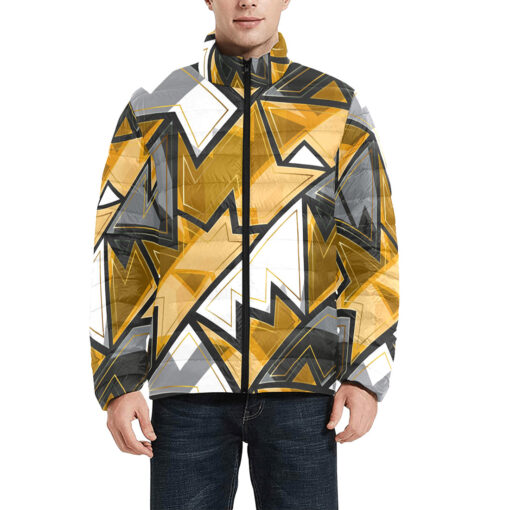 Gold Geometric Men's Padded Jacket - Image 3