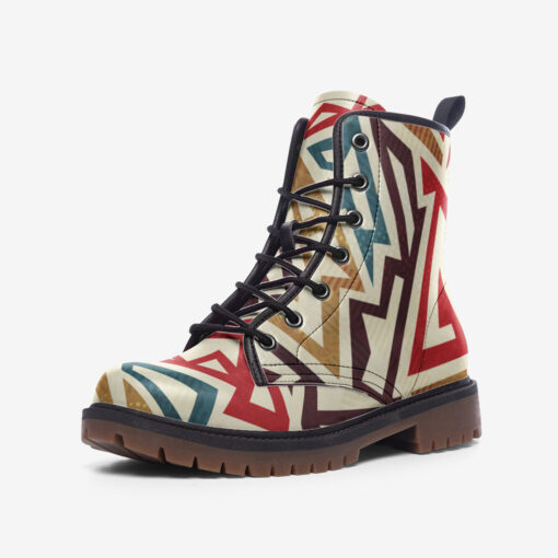 Abstract Geometric Trendy Leather Boots - Image 3