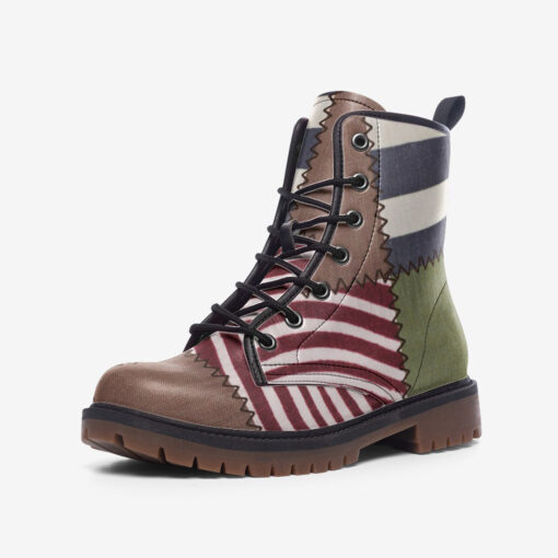 Cloth Patchwork Trendy Leather Boots - Image 3