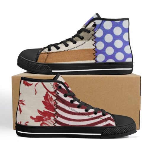 Cloth Patchwork High-Top Shoes