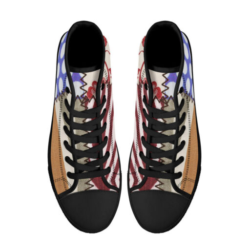 Cloth Patchwork High-Top Shoes - Image 3