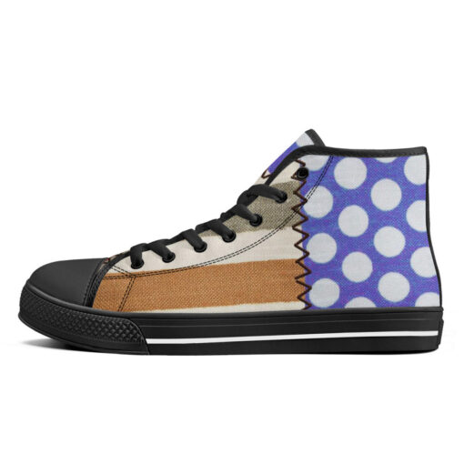 Cloth Patchwork High-Top Shoes - Image 4