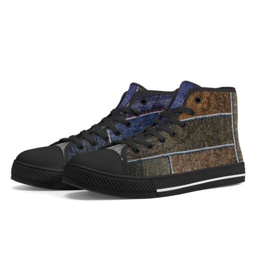 Denim Patchwork High-Top Shoes - Image 2