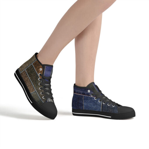 Denim Patchwork High-Top Shoes - Image 6