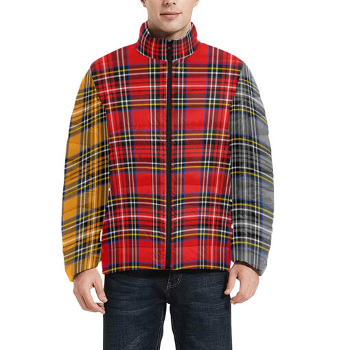 Multicolor Checkered Men's Padded Jacket - Image 3