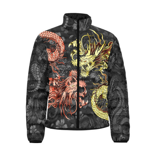 Red and Gold Dragons Men's Padded Jacket