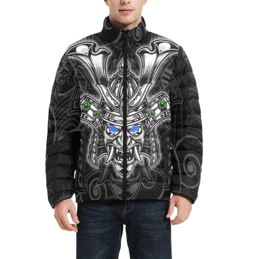 Scary Samurai Warrior Mask Men's Padded Jacket - Image 3