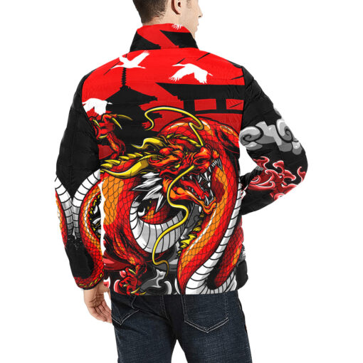 Japanese Red Dragon Men's Padded Jacket - Image 4