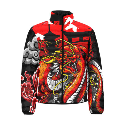 Japanese Red Dragon Men's Padded Jacket