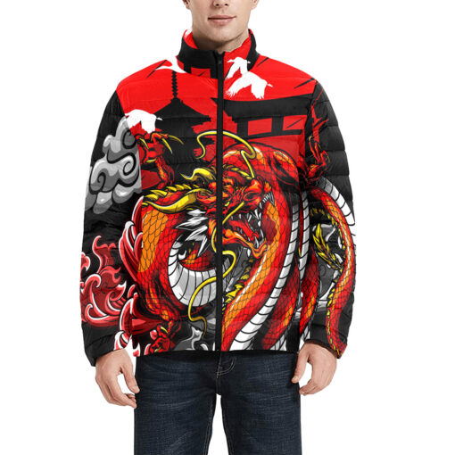 Japanese Red Dragon Men's Padded Jacket - Image 3