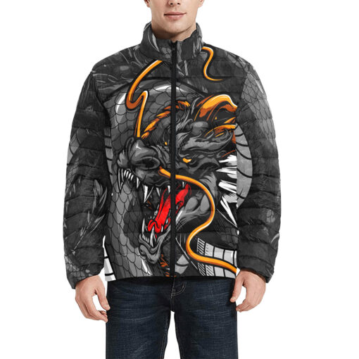 Dragon Tiger Fight Men's Padded Jacket - Image 3