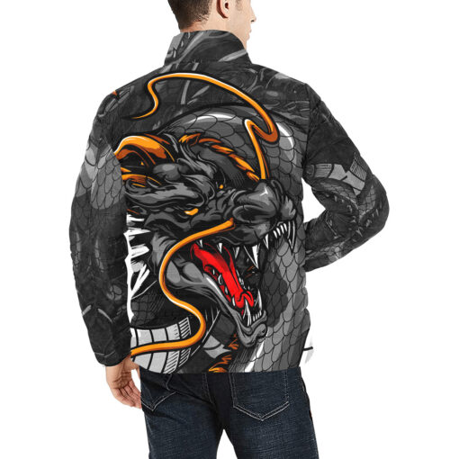 Dragon Tiger Fight Men's Padded Jacket - Image 4