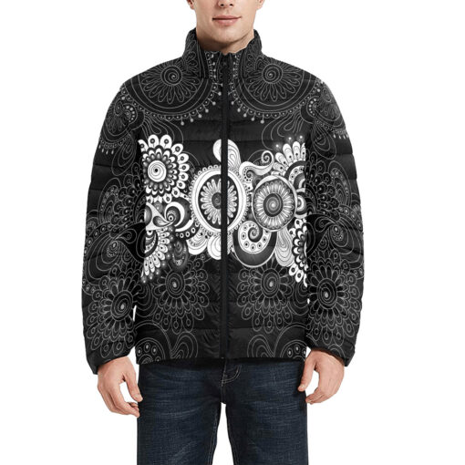 Paisley Henna Mehndi Men's Padded Jacket - Image 3