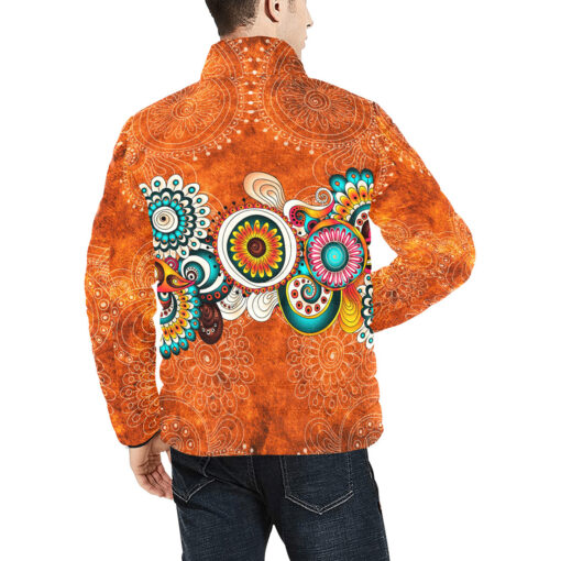 Mehndi Element Ornament Men's Padded Jacket - Image 4