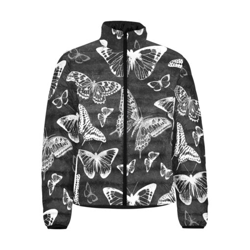 White Butterflies Men's Padded Jacket