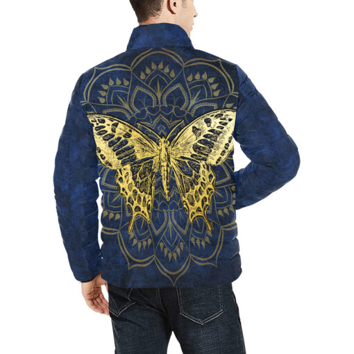 Gold Mandala And Butterfly Men's Padded Jacket - Image 4