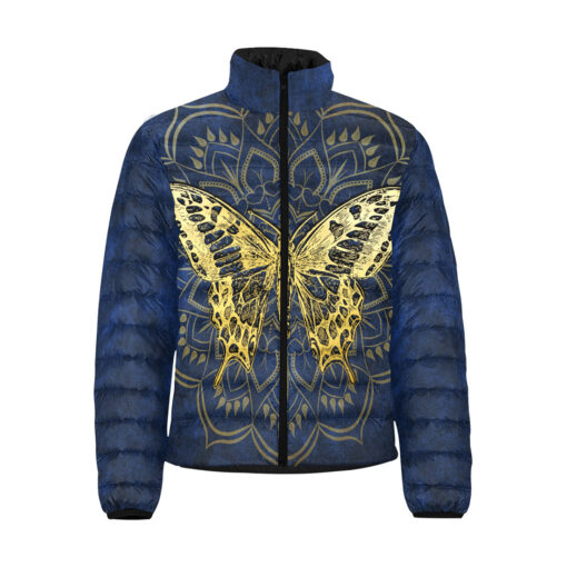 Gold Mandala And Butterfly Men's Padded Jacket