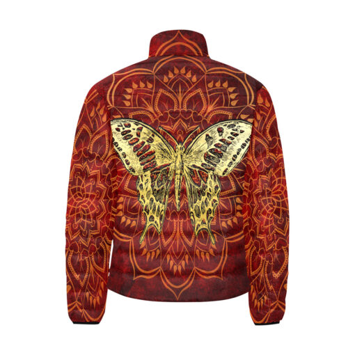 Golden Butterfly on Red Men's Padded Jacket - Image 2