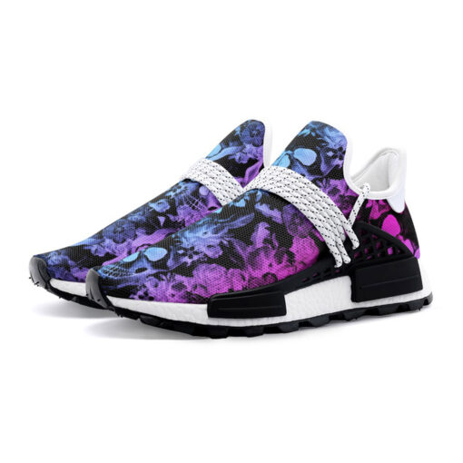 Neon Skulls with Flowers Mesh Sneakers - Image 2