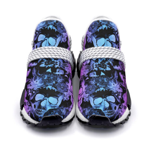 Neon Skulls with Flowers Mesh Sneakers - Image 4