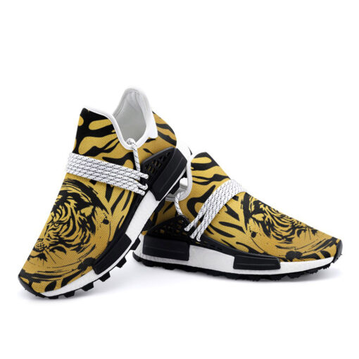 Black Tiger on Gold Mesh Sneakers