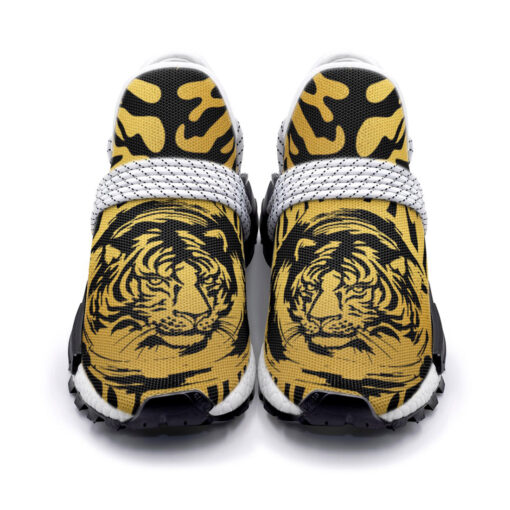 Black Tiger on Gold Mesh Sneakers - Image 4