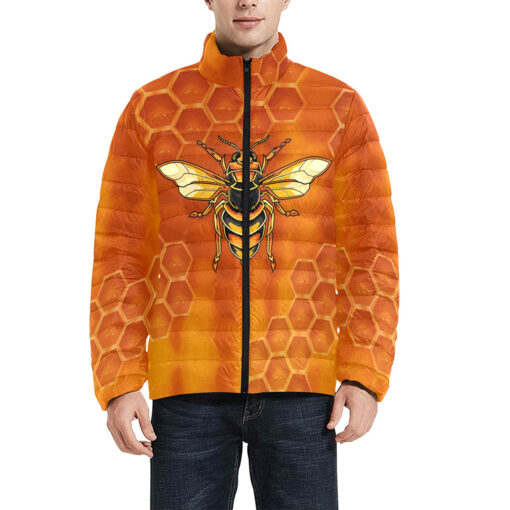 Bee Honeycombs Men's Padded Jacket - Image 3