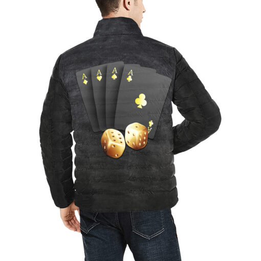 Casino Cards Dice Men's Padded Jacket - Image 4