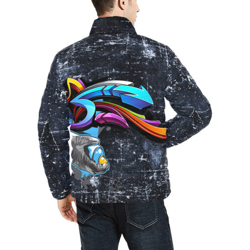 Colorful Graffiti Men's Padded Jacket - Image 4