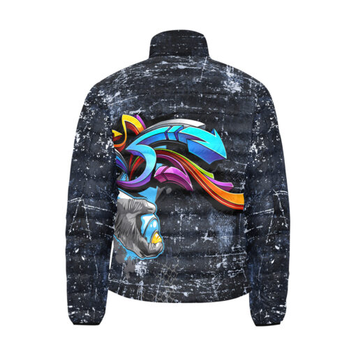 Colorful Graffiti Men's Padded Jacket - Image 2